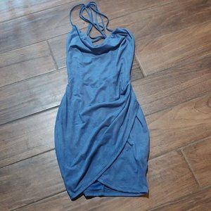 Lucy in the Sky S blue low back drape dress